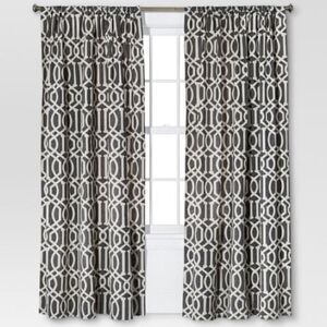Threshold blue and white lattice curtain panels